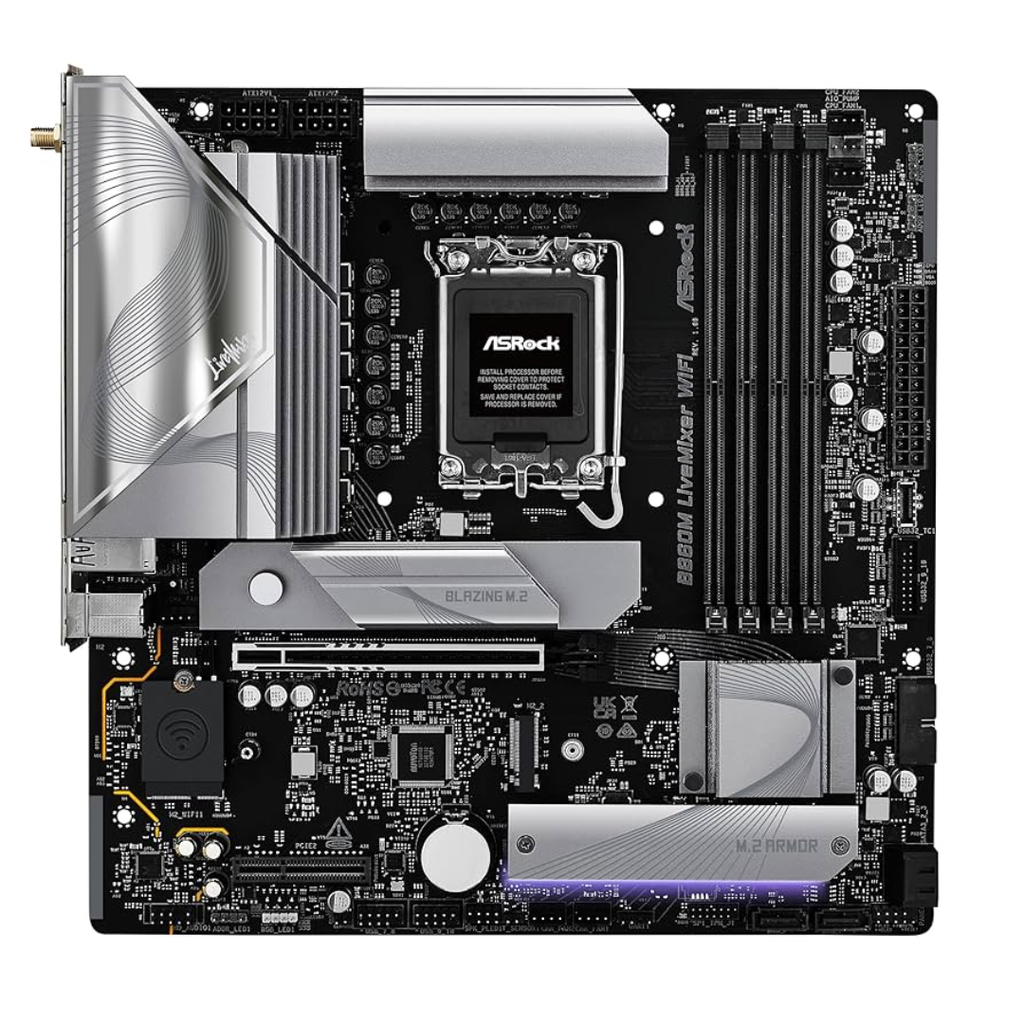 ASROCK B860M LIVE MIXER WIFI 6E INTEL CORE ULTRA DDR5 8666 MHZ 256GB M.2 LGA1851 B860 MATX PCIE 5.0 SATA 3