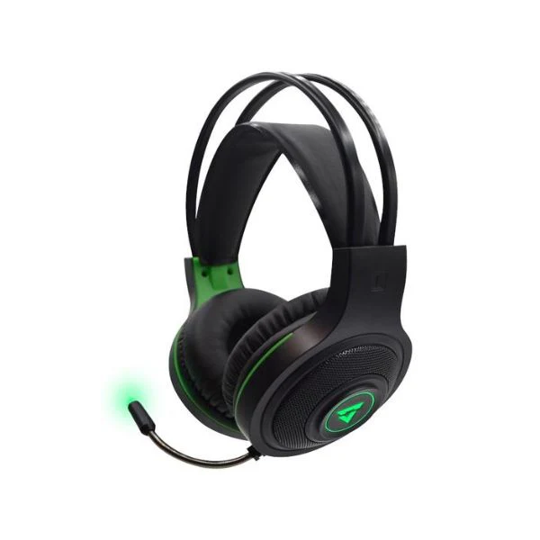 AUDIFONOS UNNO TEKNO GAMING BRAVE MICROFONO 3.5 USB LUCES VERDE HS7235GN