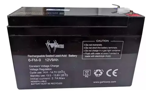 BATERIA SPIDERTEC SELLADA 12V 9A 6-FM-9 PARA UPS | CERCO | ALARMAS | ETC