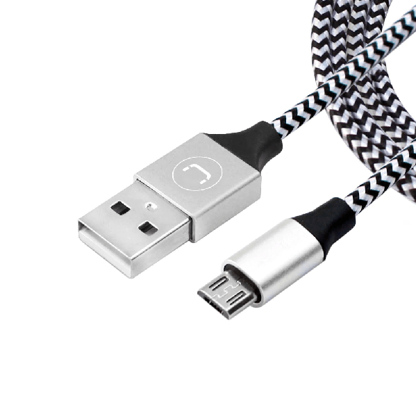 CABLE UNNO TEKNO MICRO USB - USB 1.5MT TRENZADO PLATEADO CB4061SV