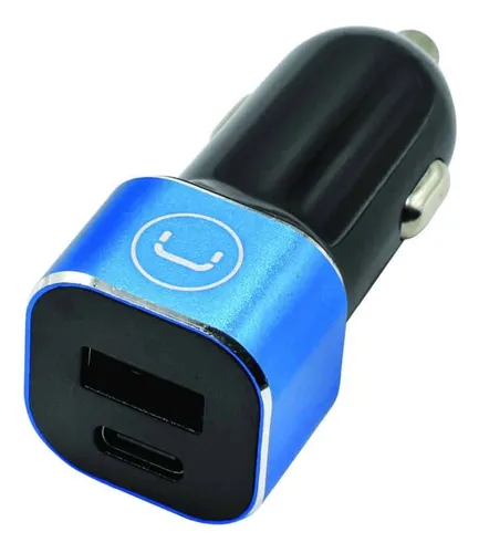 CARGADOR UNNO TEKNO 2 PUERTOS USB - TIPO C PARA CARRO 6.0A 12V INDICADOR LED PW5025BK