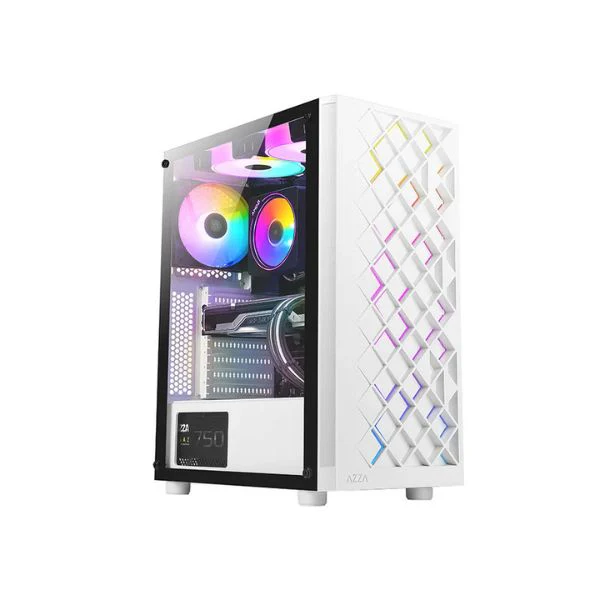 CASE AZZA GAMING SPECTRA ATX MID TOWER BLANCO 3XUSB 1HD AUDIO FAN ARGB VIDRIO TEMPLADO