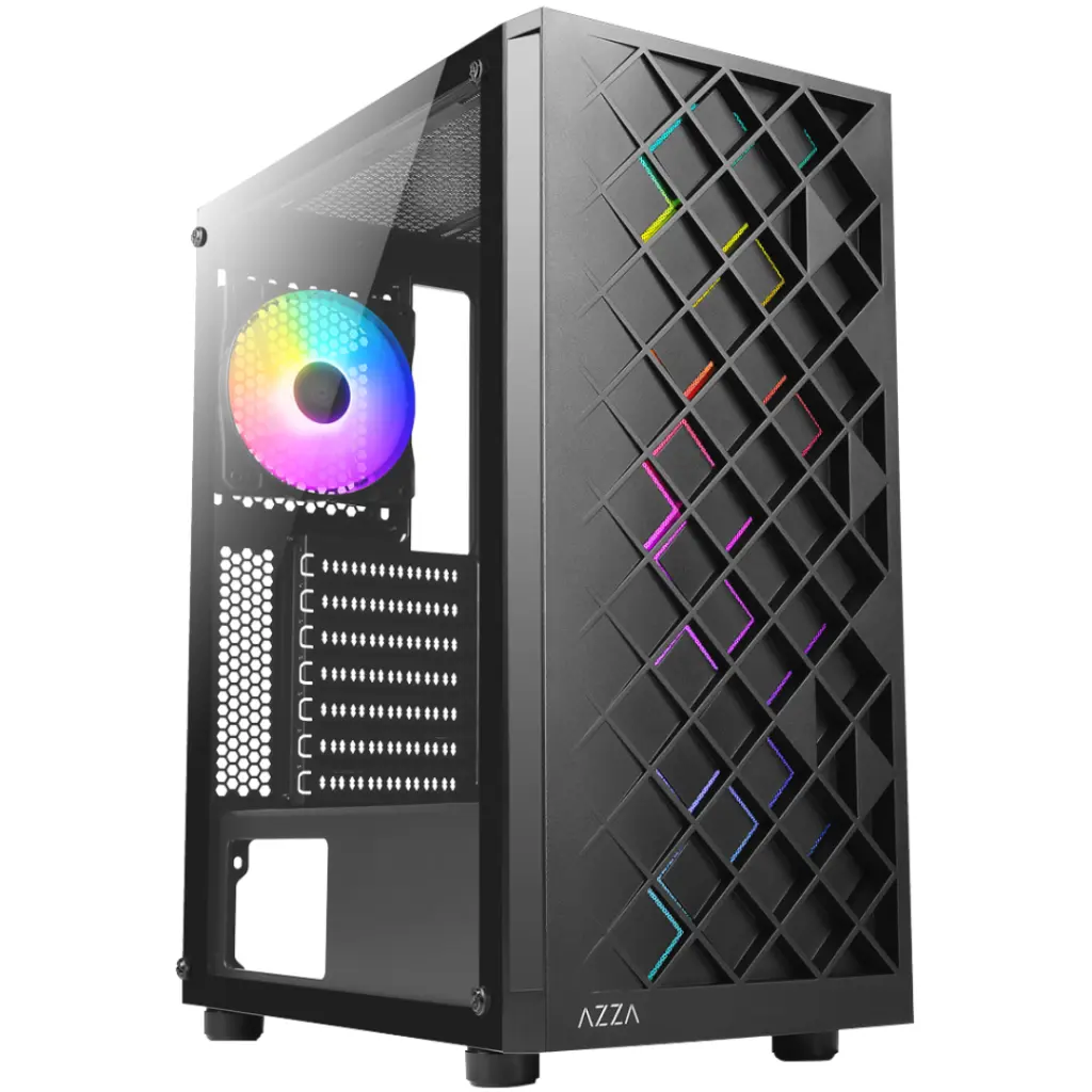 CASE AZZA GAMING CASE MID ATX 280B SPECTRA NEGRO 3XUSB ARGB FAN| SIN FUENTE