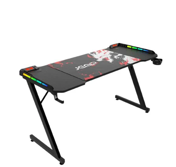 MESA JEMIP DRAGON HEART | RGB | 140X60X75 CM | INCLUYE MOUSE PAD - PORTA TAZA - PORTA AUDIFONOS NEGRO