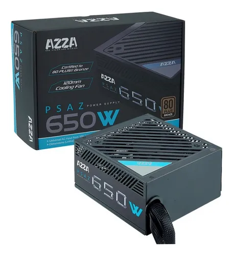 FUENTE DE PODER CERTIFICADA AZZA 650W 80 PLUS BRONZE PSAZ-650W