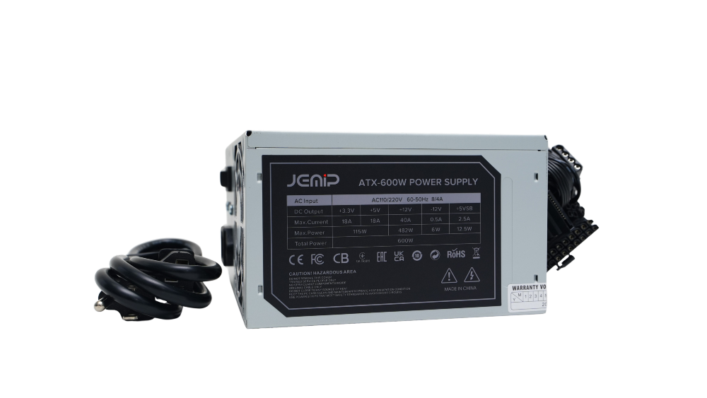 FUENTE DE PODER JEMIP 600W 24 PINES ATX GRIS ATX-600W-BULK