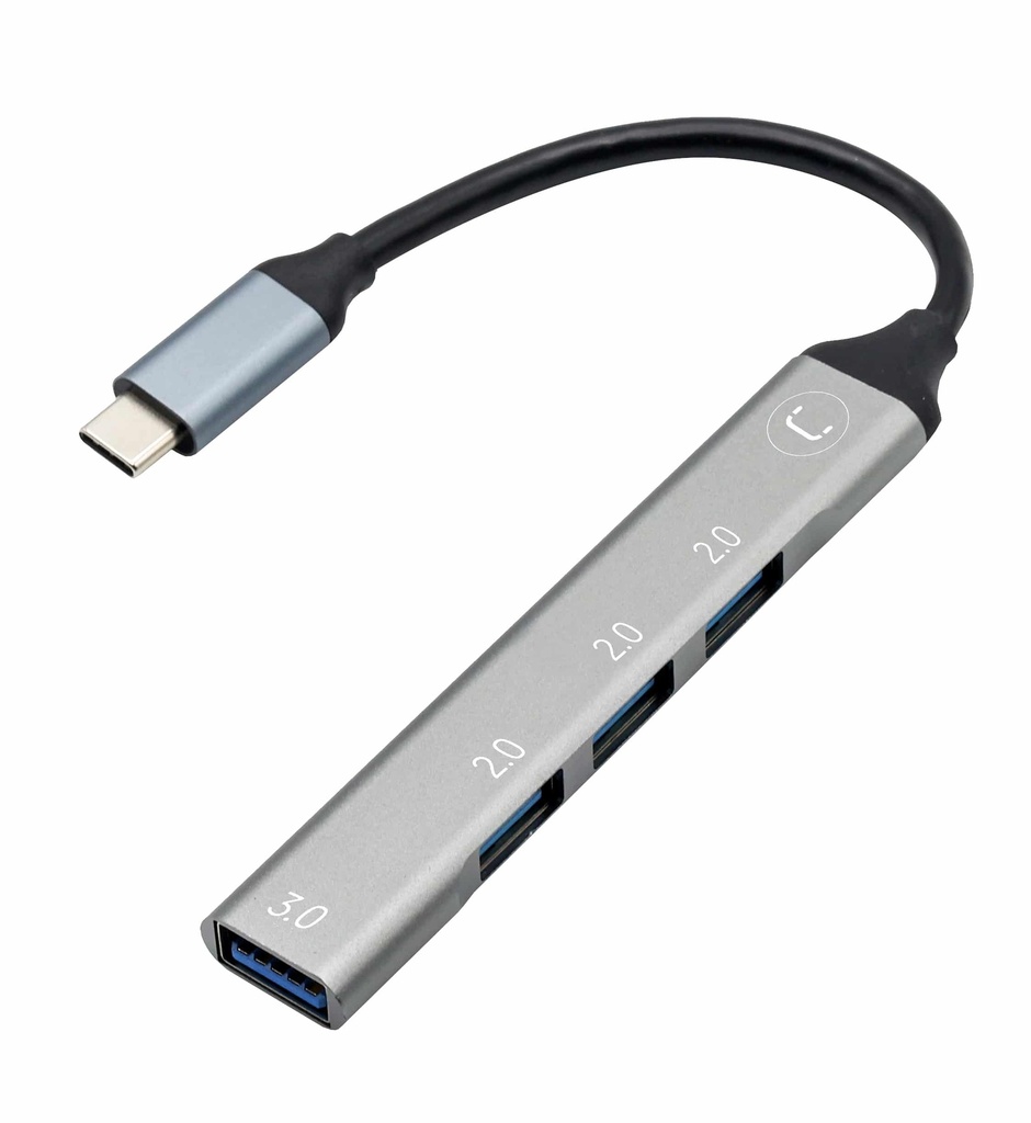 HUB MINI UNNO TEKNO 4 PUERTOS USB C A USB A HB1013SV