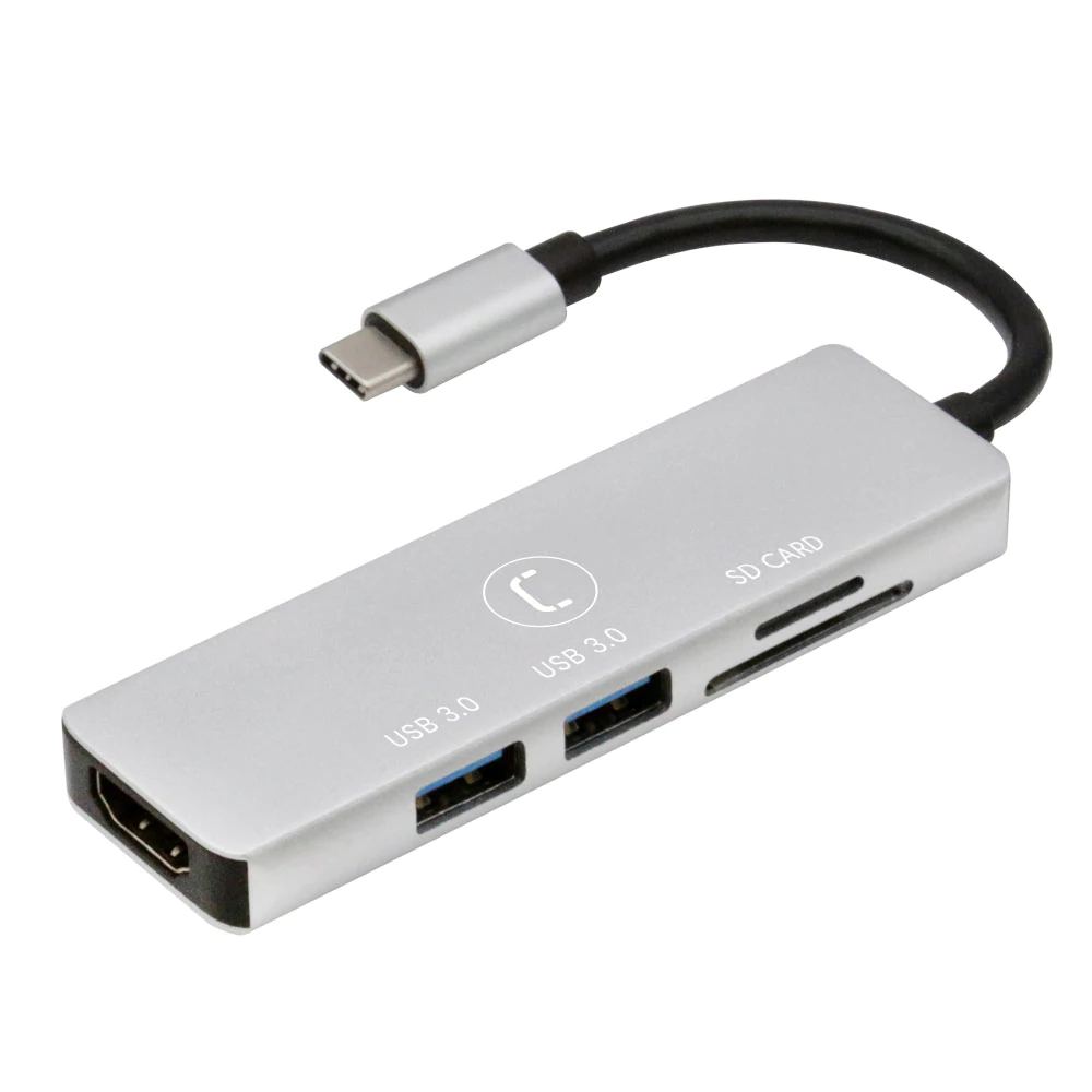 HUB MINI UNNO TEKNO TIPO C 5 PUERTOS HDMI 4K HB1104SV