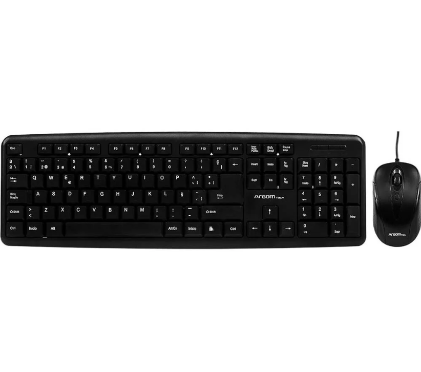 KIT TECLADO Y MOUSE ARGOM | 800DPI | 3 BOTONES | MULTIMEDIA | ESPAÑOL | USB | NEGRO | ARG-KB-7418