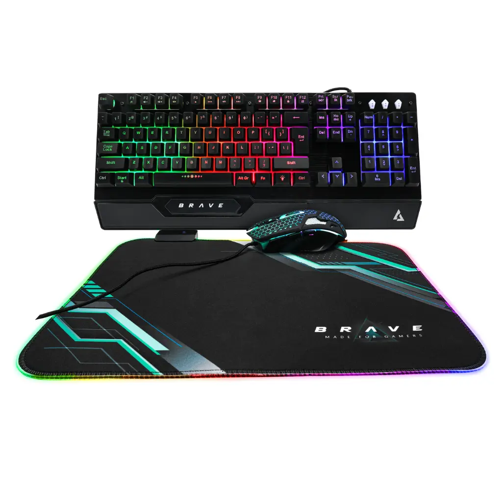 KIT TECLADO Y MOUSE UNNO TEKNO GAMING BRAVE RGB KB6784BK