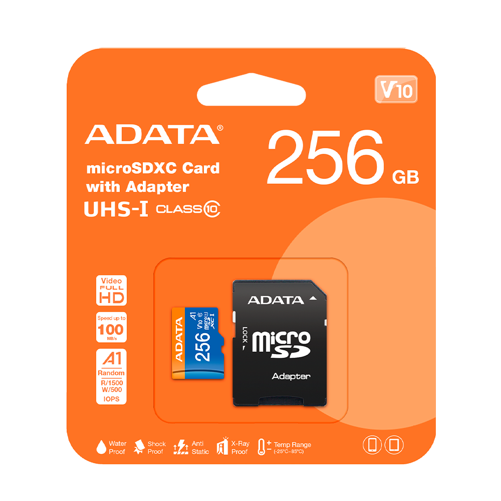 MEMORIA MICRO SD ADATA PREMIER 256GB MICROSD XC | UHS-I | CLASE 10 CON ADAPTADOR