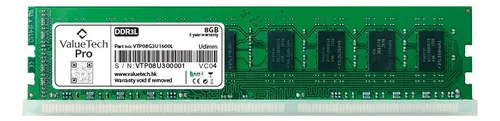 MEMORIA RAM 8GB DDR3 VALUETECH PRO 1600MHZ UDIMM