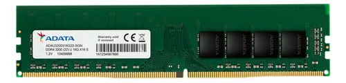 MEMORIA RAM ADATA 8GB DDR4 3200MHZ UDIMM PARA PC AD4U32008G22-SG