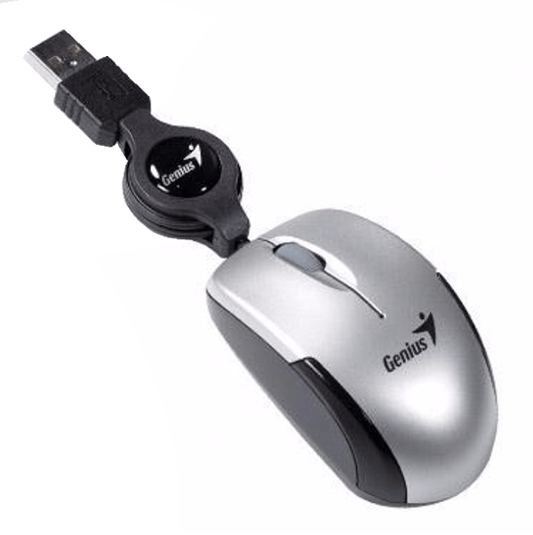 MOUSE GENIUS TRAVELER 3 BOTONOS USB C|CABLE RETRACTIL PLATA
