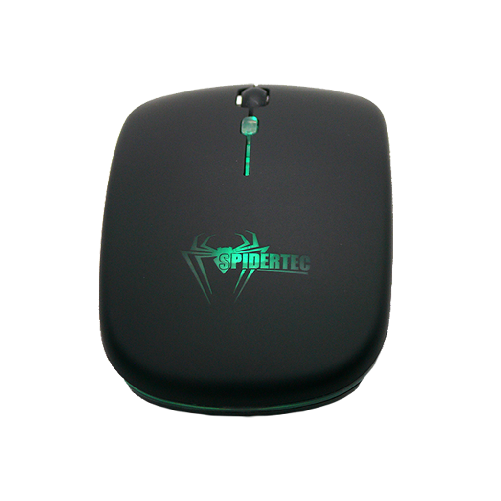 MOUSE INALAMBRICO SPIDERTEC OPTICO 3 BOTONES 1600DPI RECARGABLE MICRO-USB NEGRO RGB
