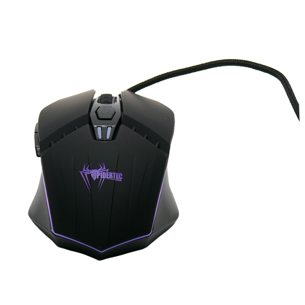 MOUSE SPIDERTEC OPTICO 3 BOTONES 1600DPI USB NEGRO RGB GM-09