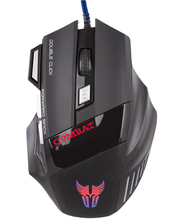 MOUSE ARGOM GAMING MS2042 COMBAT | 3200DPI | 7 BOTONES | LUCES RGB | SUB | NEGRO | ARG-MS-2042BK