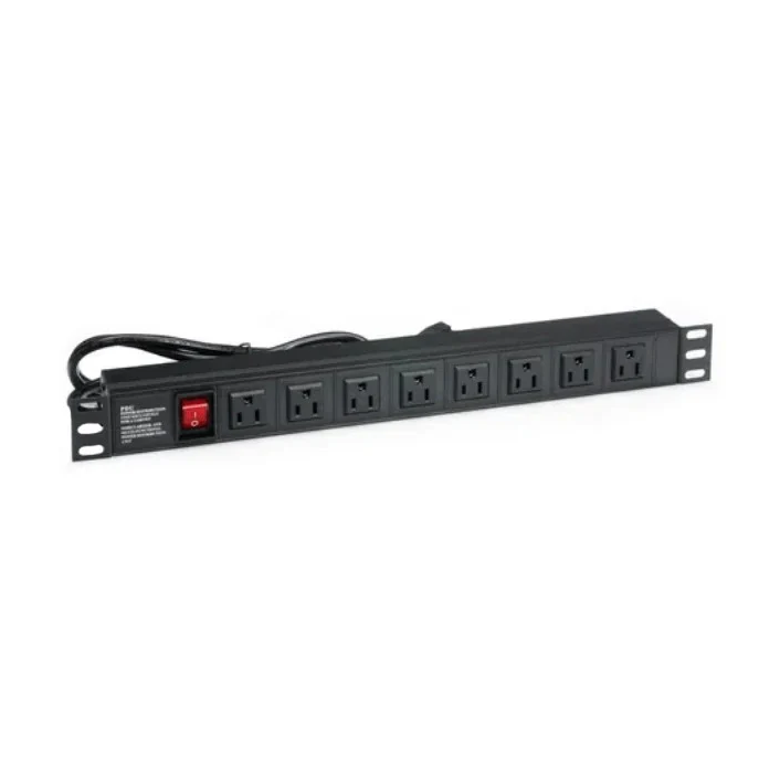 PDU REGLETA MULTITOMA QNET 8 TOMAS 110V 15 AMPER 19" RACK SUPRESOR DE PICOS N008
