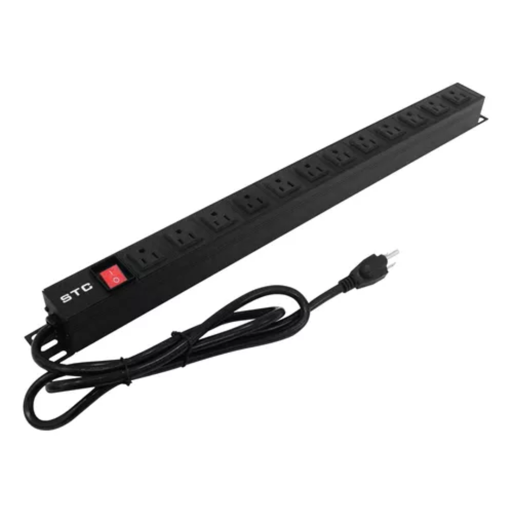 PDU REGLETA MULTITOMA STC 8 TOMAS 110V 15 AMPER 19" RACK SUPRESOR DE PICOS