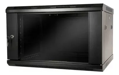 RACK DE PARED CERRADO CON PUERTA DE VIDRIO STC 6 UNIDADES MEDIDAS 600X450X368 STC-R-VMC-6045-6U