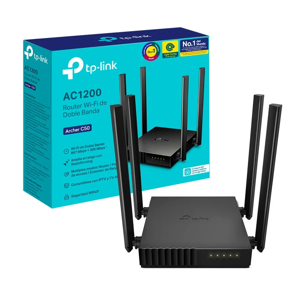 ROUTER TP-LINK C50 V6 AC1200 DOBLE BAND 4 ANTENAS FO