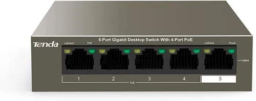 SWITCH POE TENDA 5 PUERTOS | 4 POE 63W GIGABIT 10|100|1000 MBPS TEG1105P-4-63W