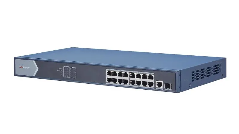 SWITCH POE+ HIKVISION 16 PUERTOS GIGABIT DS-3E0518P-E|M 2 PUERTOS GIGABIT UPLINK | NO ADMINISTRABLE | 125 WATTS