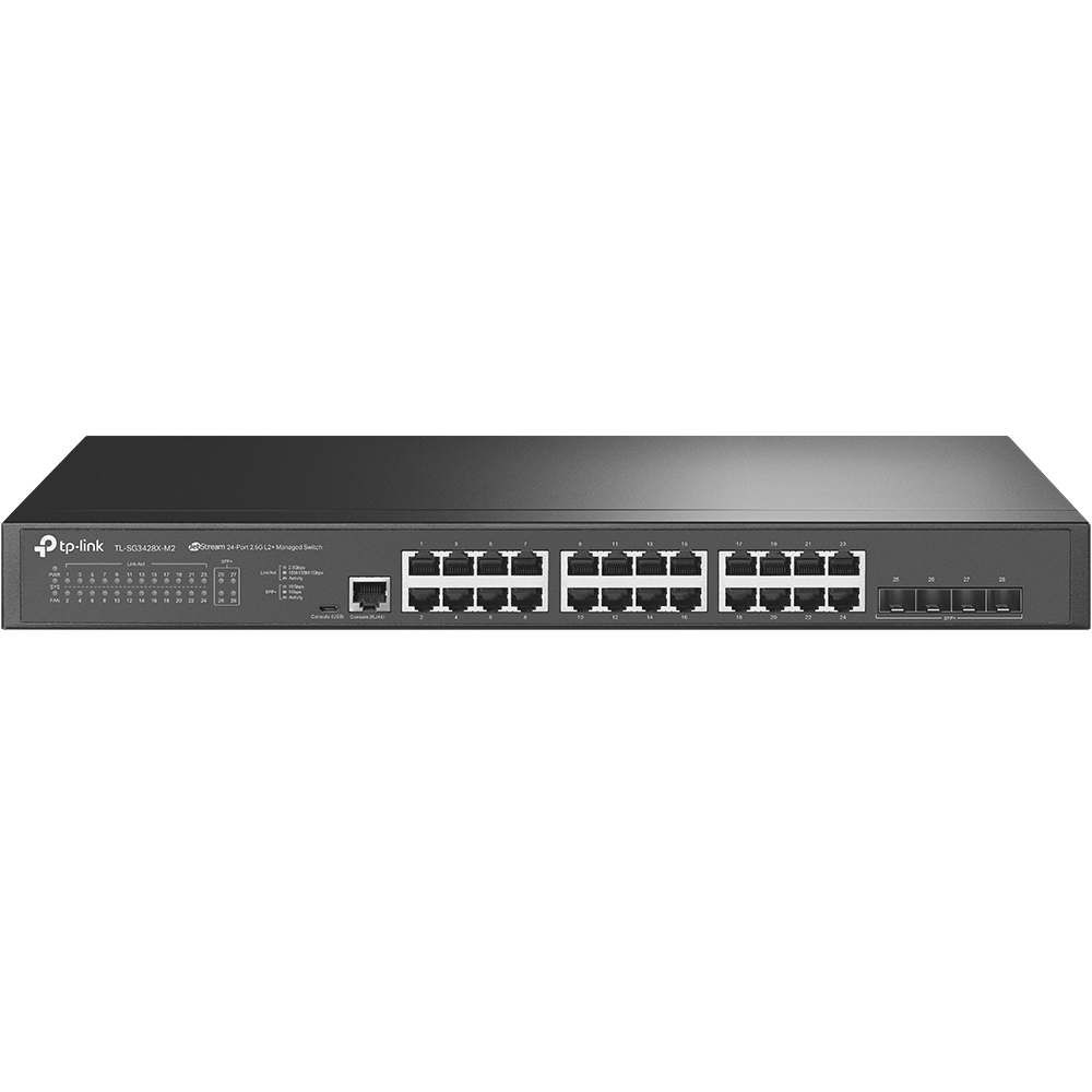 SWITCH TP-LINK SMART JETSTREAM GIGABIT 24 PUERTOS 4 RANURAS SFP+ 10GB ADMINISTRABLE TL-SG3428X