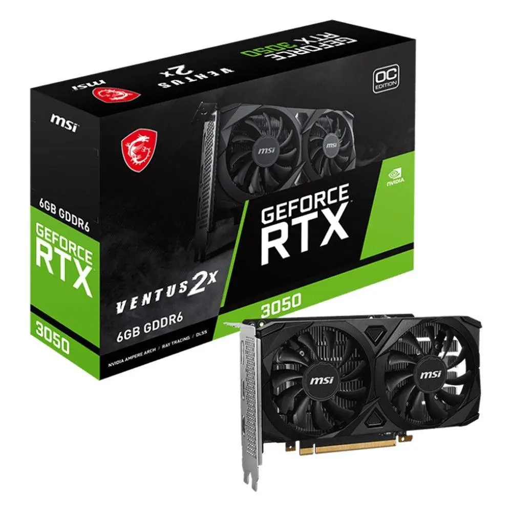 TARJETA DE VIDEO MSI VENTUS GEFORCE RTX3050 6GB GDDR6 96 BIT 1507MHZ DUAL FAN LOW PROFILE