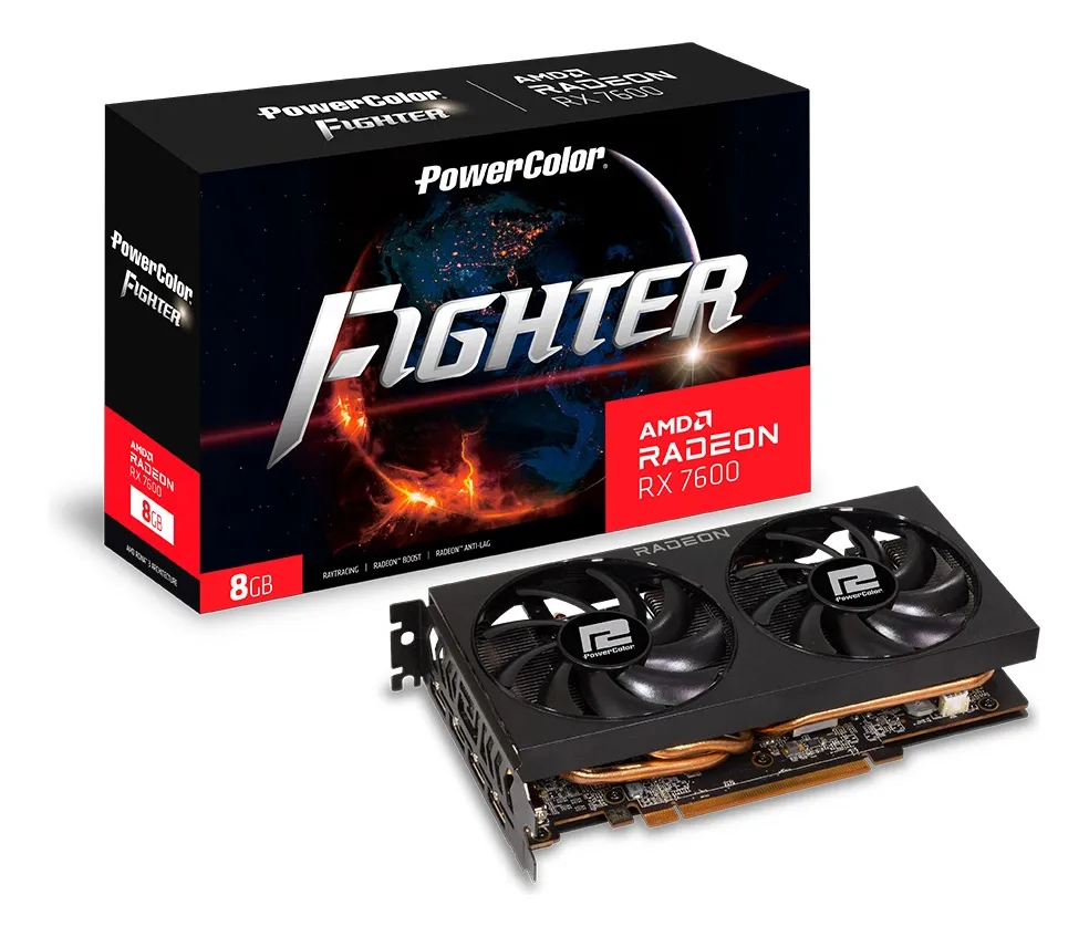 TARJETA DE VIDEO POWERCOLOR FIGHTER RX7600 AMD RADEON 8GB GDDR6 | 2250MHZ | 128BIT | 550W | HDMI - DPORT