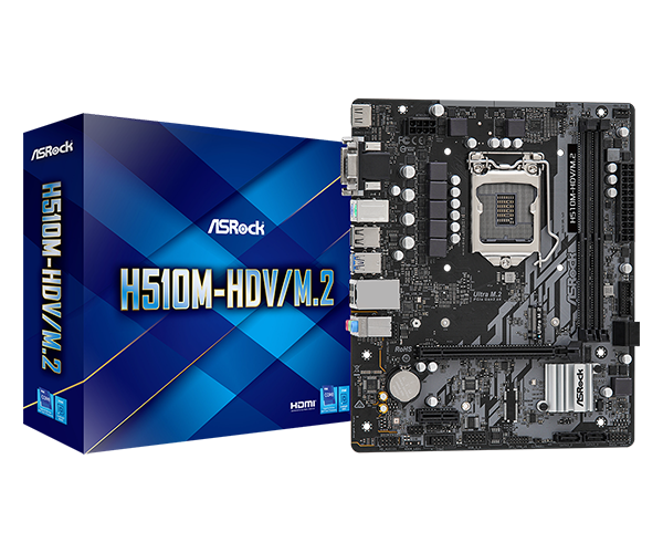TARJETA MADRE ASROCK H510M-HDV|M.2 | SOCK 1200| DDR4 2933| 4XSATA 3| USB 3.2| PCIE 4.0X16| HDMI |INTEL 10G|11G MATX