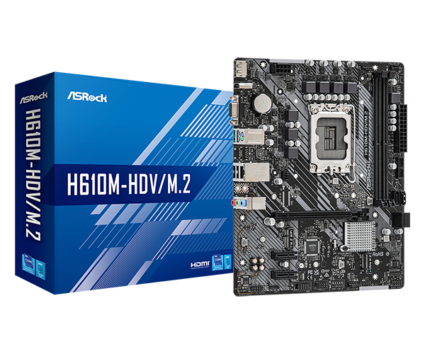 TARJETA MADRE ASROCK H610M HDV M.2 GEN 12 DDR4 3200MHZ HDMI LGA1700