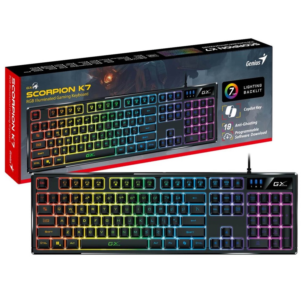 TECLADO GENIUS GAMING SCORPION K7 | RGB | ESPANISH | USB | NEGRO