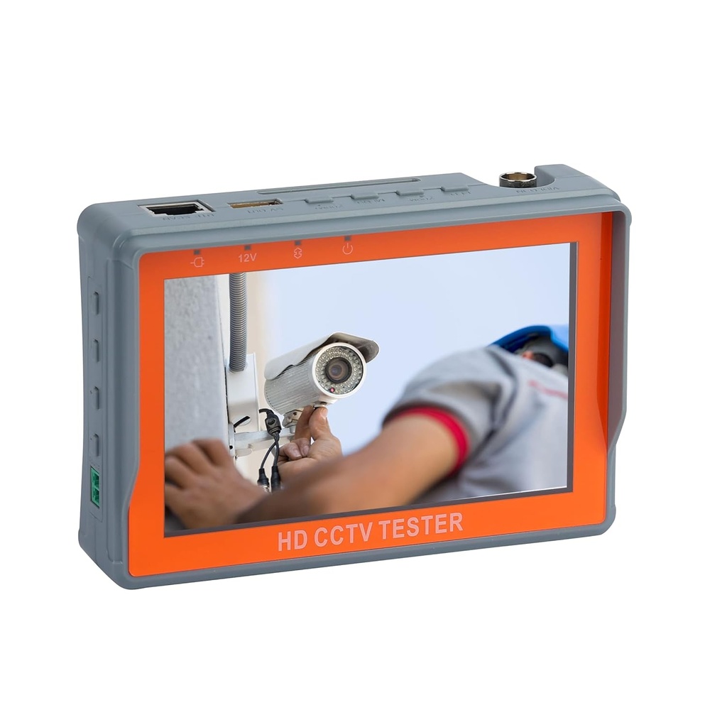 TESTER CCTV PORTATIL 5" HASTA 8MP | CVBS | AHD | TVI | CVI | PTZ | TOUCH | TESTER LAN | BATERIA | MODELO IV5