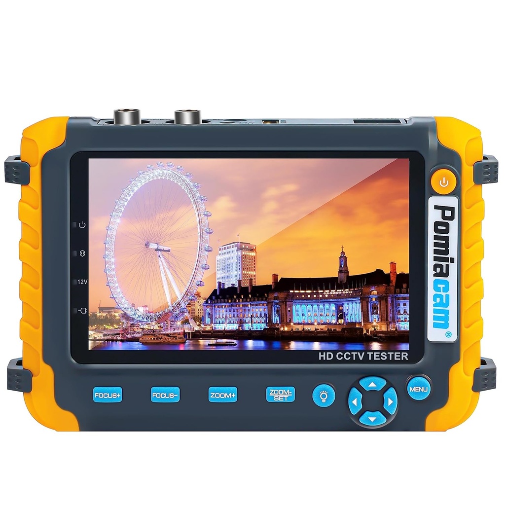 TESTER CCTV PORTATIL 5" HASTA 8MP | CVBS | AHD | TVI | CVI | PTZ | VGA | TESTER LAN | BATERIA | MODELO IV8W AMARILLO