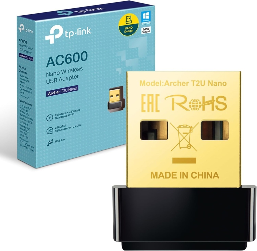 ADAPTADOR TPLINK ARCHER T2UN NANO AC600 USB WIFI