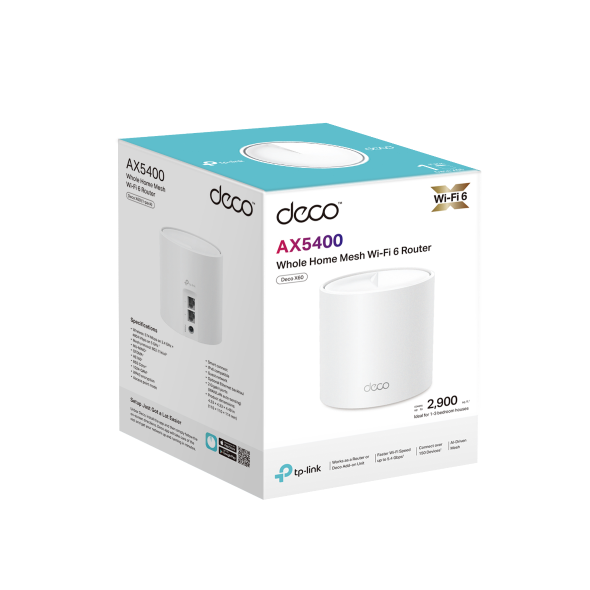 ROUTER TPLINK DECO X60 AX5400 WHOLE HOME MESH WIFI SYSTEM DUAL BAND WIFI 6 1 PACK DECO-X60-1P