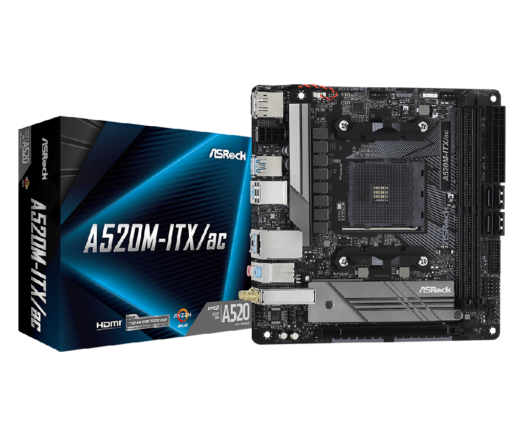 TARJETA MADRE ASROCK A520M ITX|AC WIFI AM4 DDR4 4733+ OC 4X SATA 3 DISPLAY PORT | HDMI | 90-MXBDG0-A0UAYZ