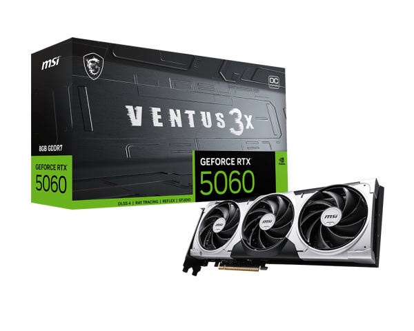 TARJETA DE VIDEO MSI VENTUS X3 GEFORCE RTX5060 OC 8GB GDDR7 TRIPLE FAN 128 BIT 3X DISPLAY PORT 1X HDMI