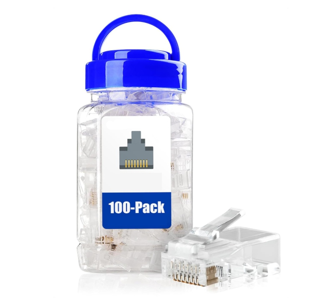 CAJA DE CONECTORES RJ45 CAT 6 100 UNIDADES YC-CAT6-X100