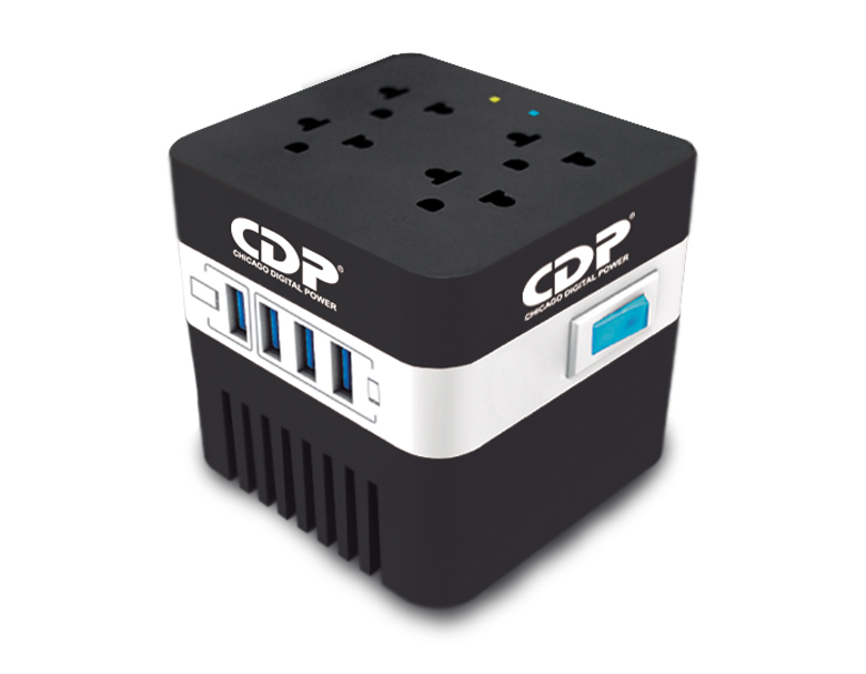 REGULADOR DE VOLTAJE CDP RU-AVR604 | 600VA | 120VAC | 4 TOMAS | 4 PUERTOS USB