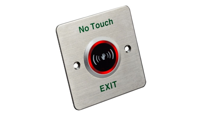 BOTON DE SALIDA HIKVISION DS-K7P03 SIN CONTACTO | METALICO | INDICADOR LED | NO TOUCH CUADRADO 86X86X25.7 MM