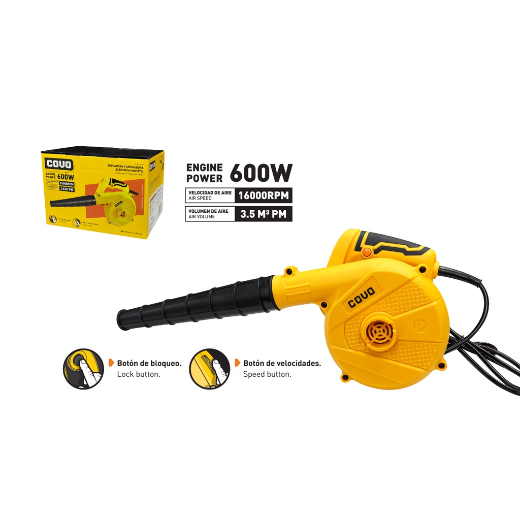 SOPLADORA Y ASPIRADORA ELECTRICA PORTATIL COVO 600W CV-BL-600W