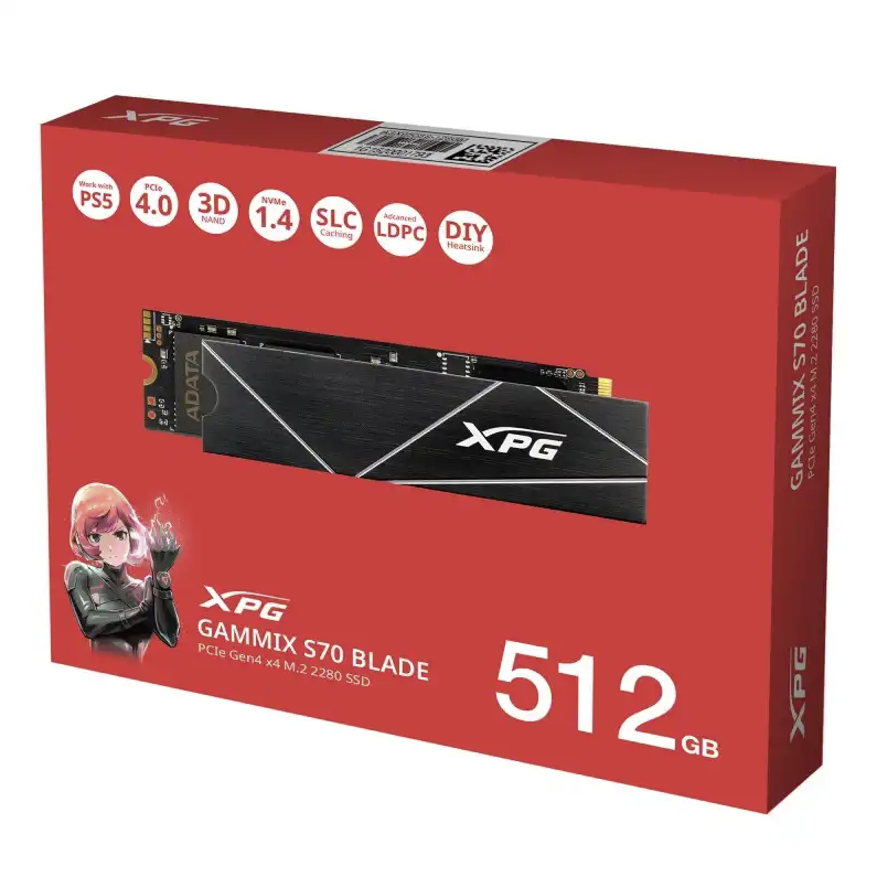 UNIDAD ESTADO SOLIDO XPG M.2 2280 | 512GB | PCI EXPRESS GEN4 X 4| GAMMIX S70 BLADE COMPATIBLE CON PS5 AGAMMIXS70B-512