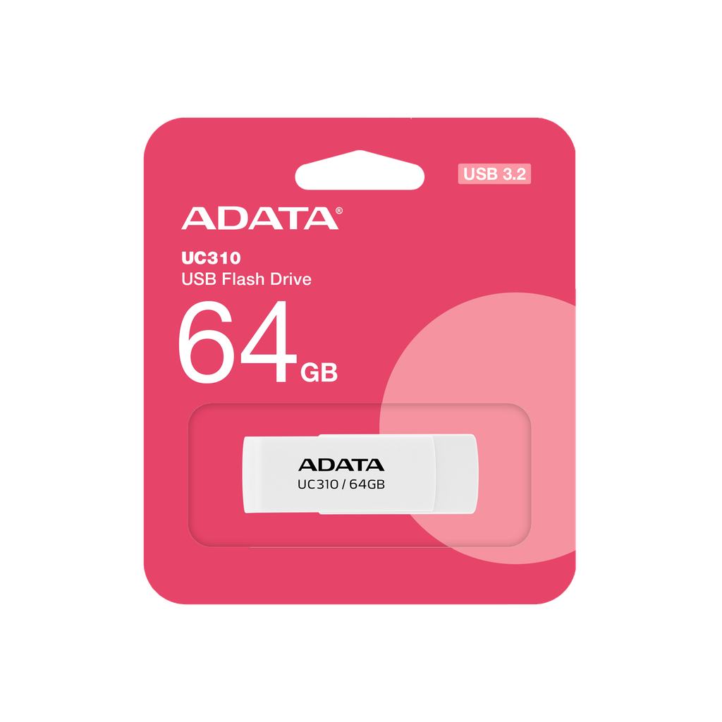 PENDRIVE FLASH DRIVE ADATA 64GB | USB-3.2 | GEN 1 UC310-64GB | BLANCO | UC310-64G-RWH