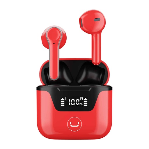 [202388] AUDIFONOS UNNO TEKNO HYPER TWS MICROFONO INALAMBRICO ESTUCHE BLUETOOH 5.0 ROJO HS7507RD
