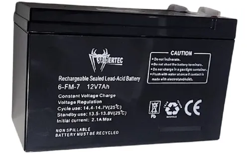 [204119] BATERIA SPIDERTEC SELLADA 12V 7A 6-FM-7 PARA UPS | CERCO | ALARMAS | ETC