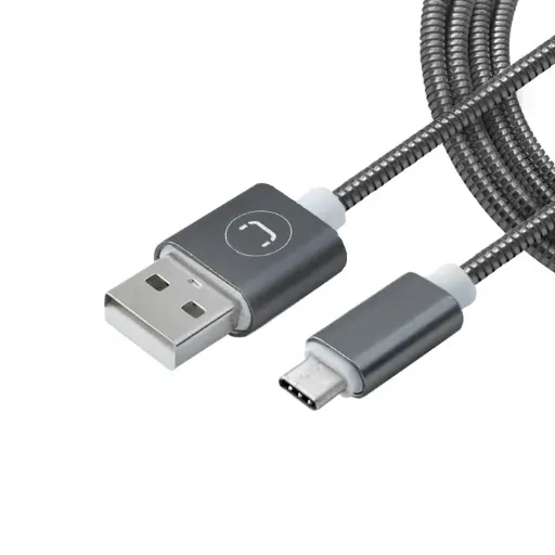 [202364] CABLE UNNO TEKNO TIPO C - USB MACHO ACERO INOXIDABLE PLATEADO CB4063GY