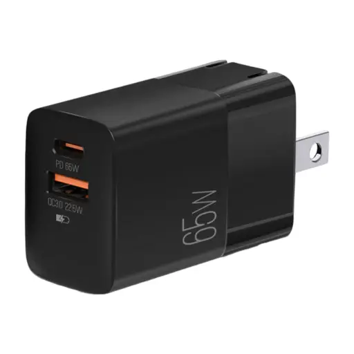 [203724] CARGADOR ARGOM RAPIDO P6 TIPO-C | USBA | 65W | NEGRO ARG-AC-0124BK