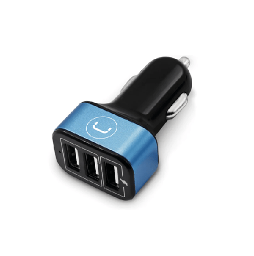 [202329] CARGADOR UNNO TEKNO 3 PUERTOS USB - PARA CARRO 6.0A 12V INDICADOR LED PW5022BK